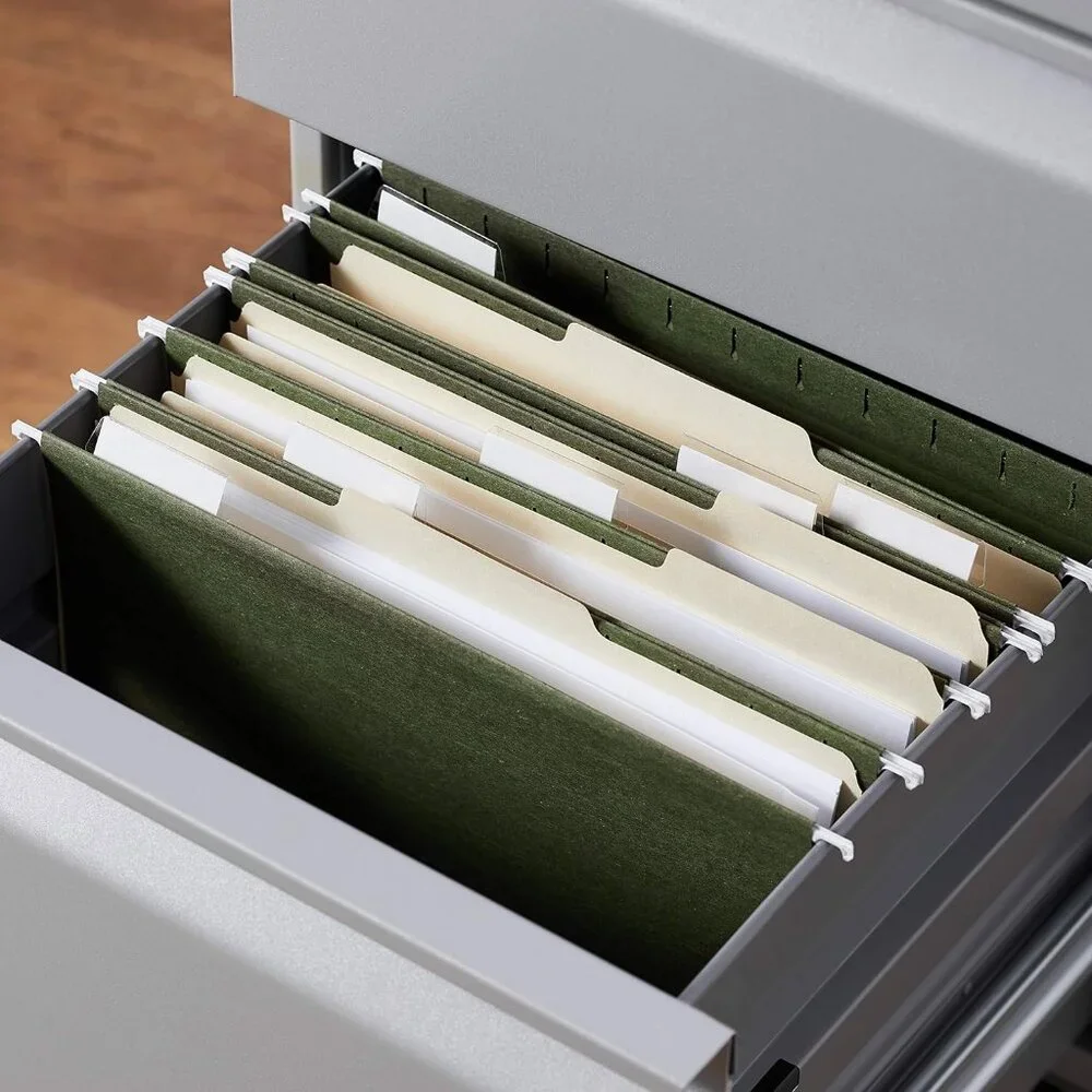 Basic Hanging File Folders Letter Size 1/5 Cut Tab Standard Green 25ct NEW